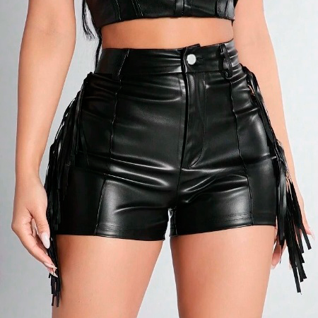 Winter Radiance PU Leather Shorts