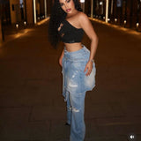 Edging into Fall Double Stack Denim