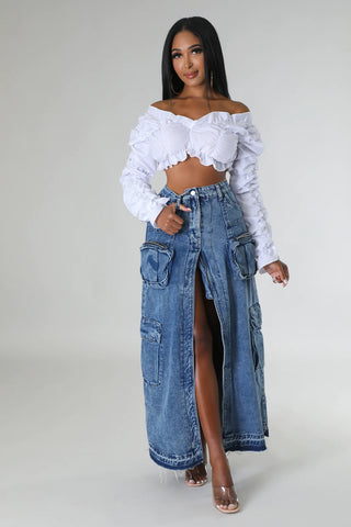 Denim Vibes Cargo Skirt (Restocked)