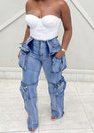 Rich Girl Cargo Jeans (Blue)