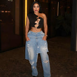 Edging into Fall Double Stack Denim