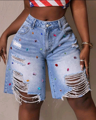 iCandi Rhinstone Denim Shorts