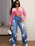 Very Cutesy Bow Tie Jeans (Plus Size)