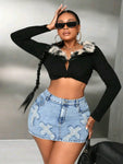 Cross Town Denim Skirt (Plus SIze)