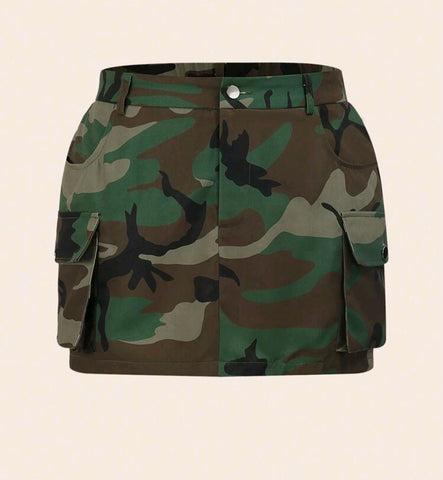 Camo Cargo Skirt (Plus Size)